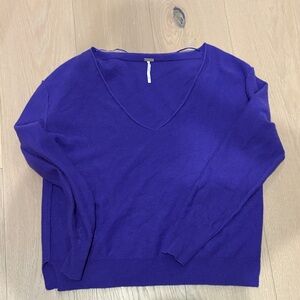 Free People Purple V Neck Cashmere Slouchy Sweater